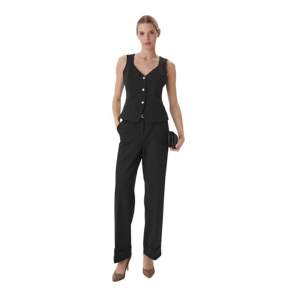 Black Viscose Casual Pants