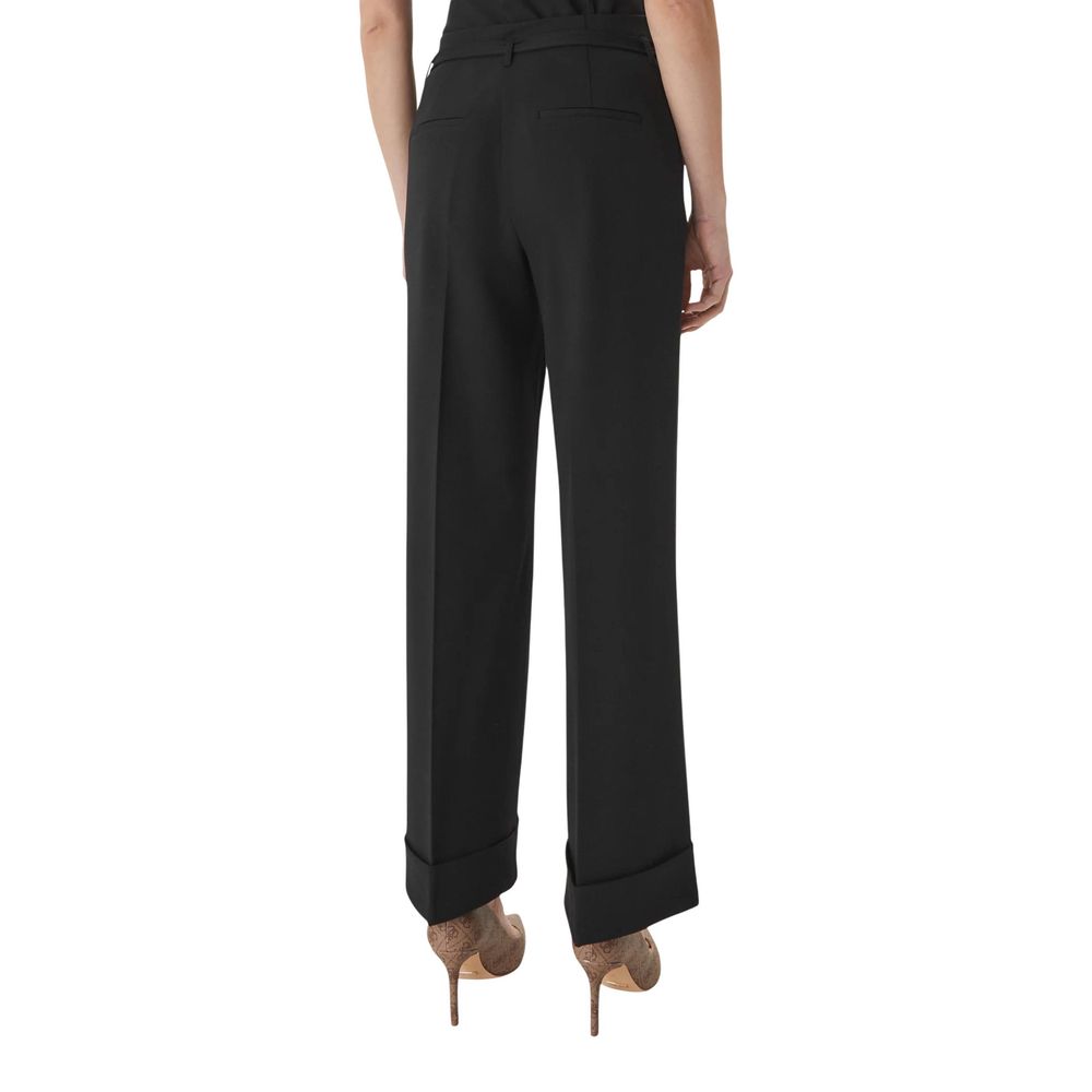 Black Viscose Casual Pants