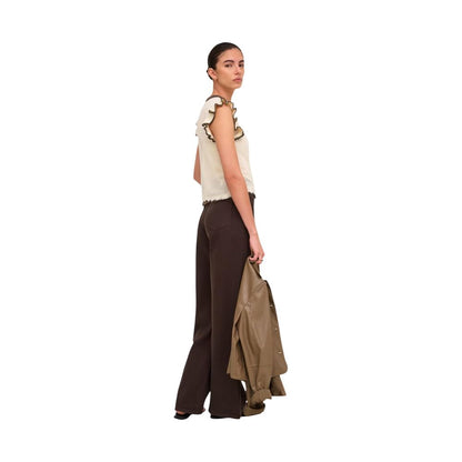 Beige Cotton Sleeveles T-Shirt
