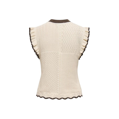 Beige Cotton Sleeveles T-Shirt