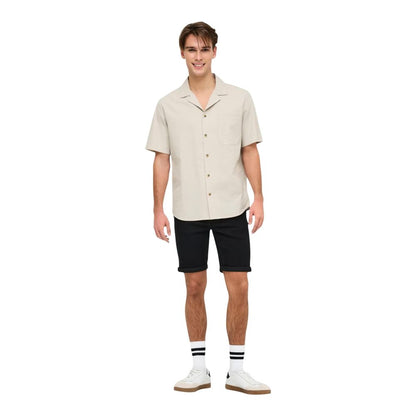 Beige Cotton Shortsleeve Shirt