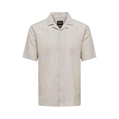 Beige Linen Shortsleeve Shirt