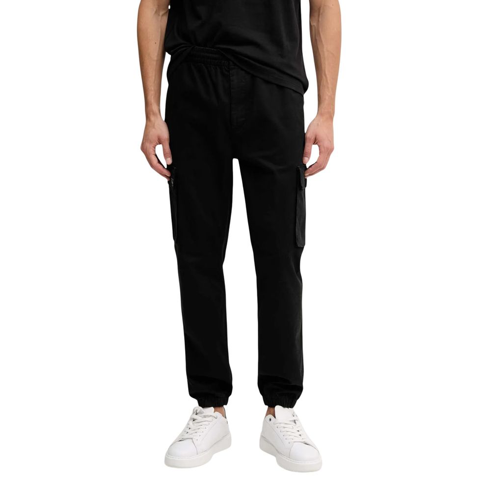 Black Cotton Casual Pants