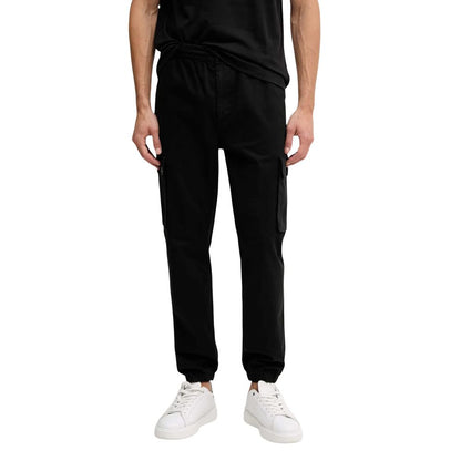 Black Cotton Casual Pants