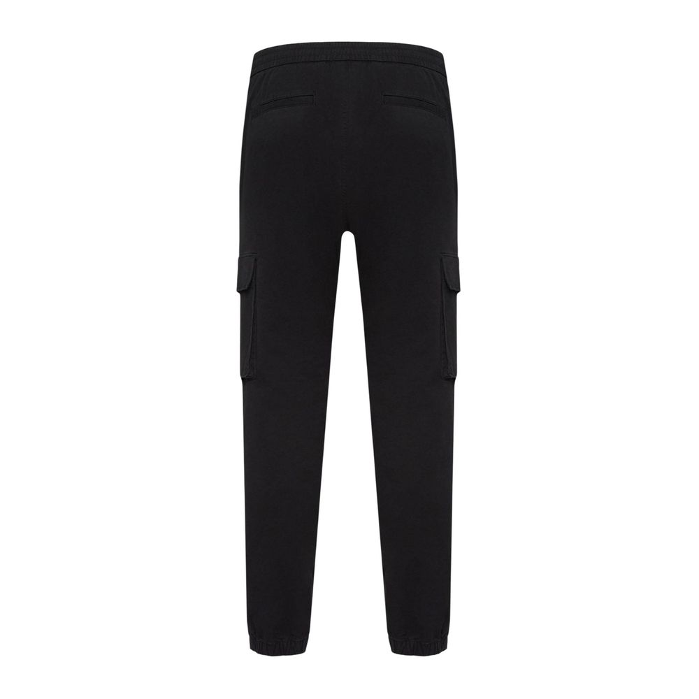 Black Cotton Casual Pants