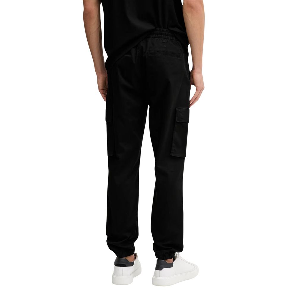 Black Cotton Casual Pants