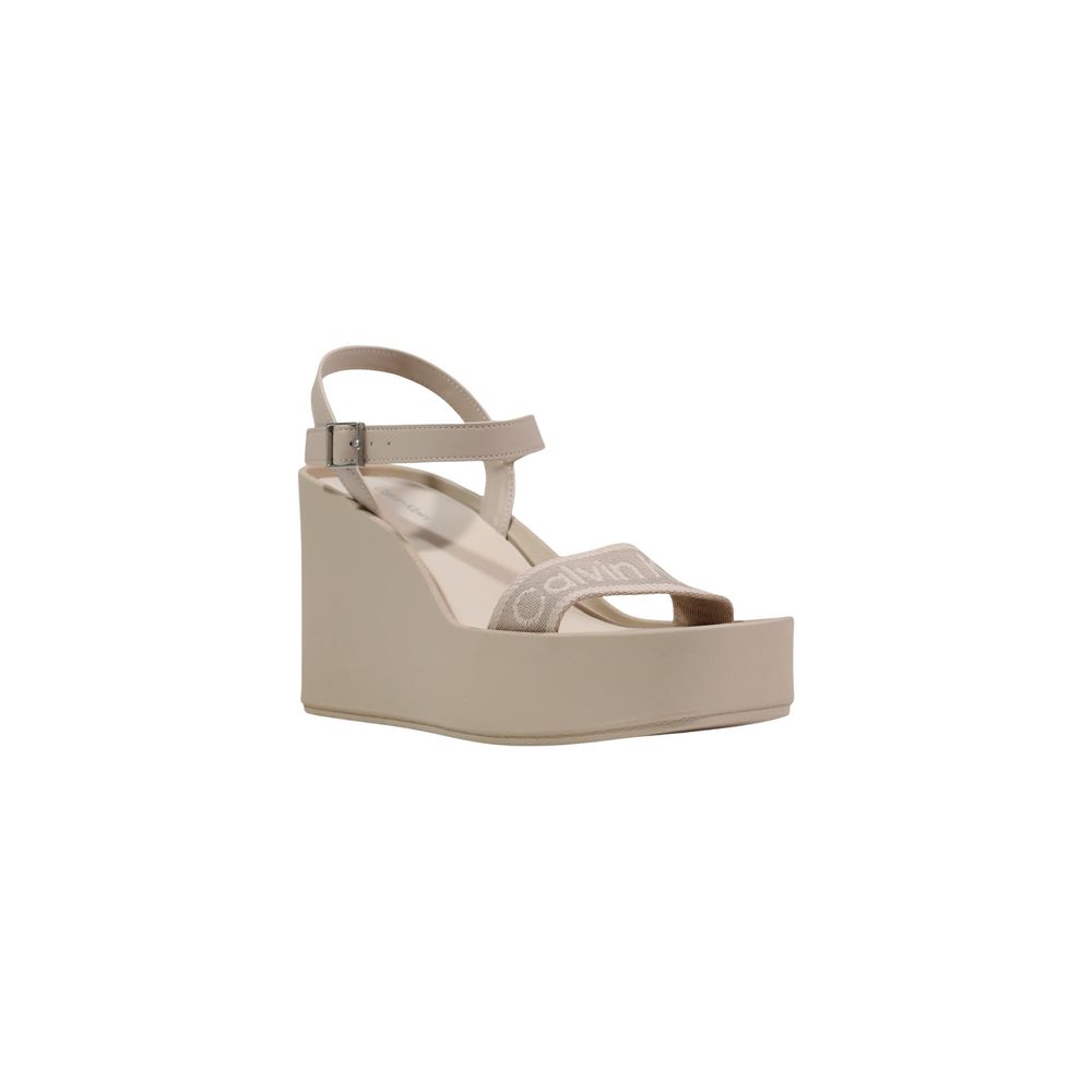 Beige Polyethylene Platform Sandals