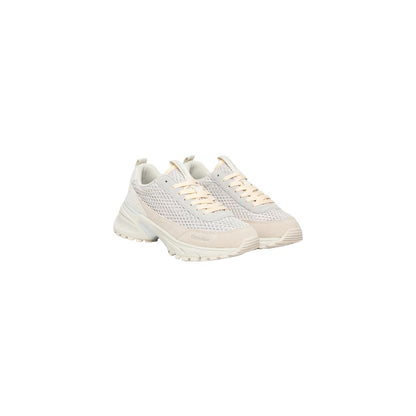 Beige Leather Chunky Sneakers