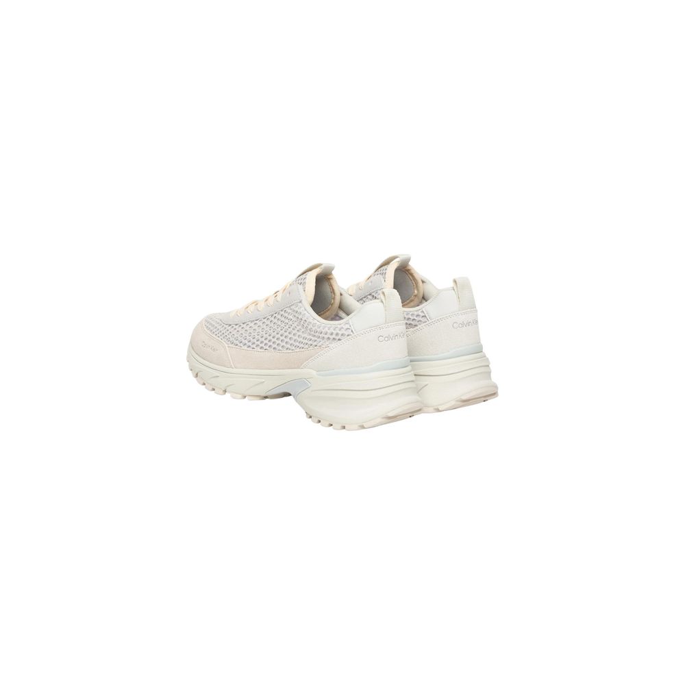 Beige Leather Chunky Sneakers
