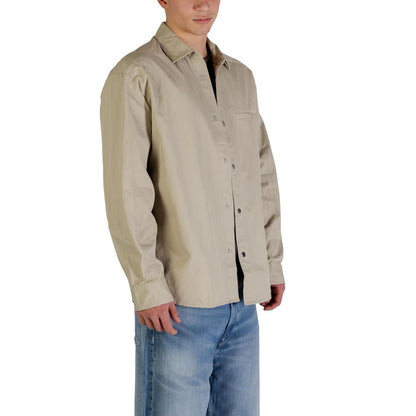 Beige Cotton Full-Length Jacket