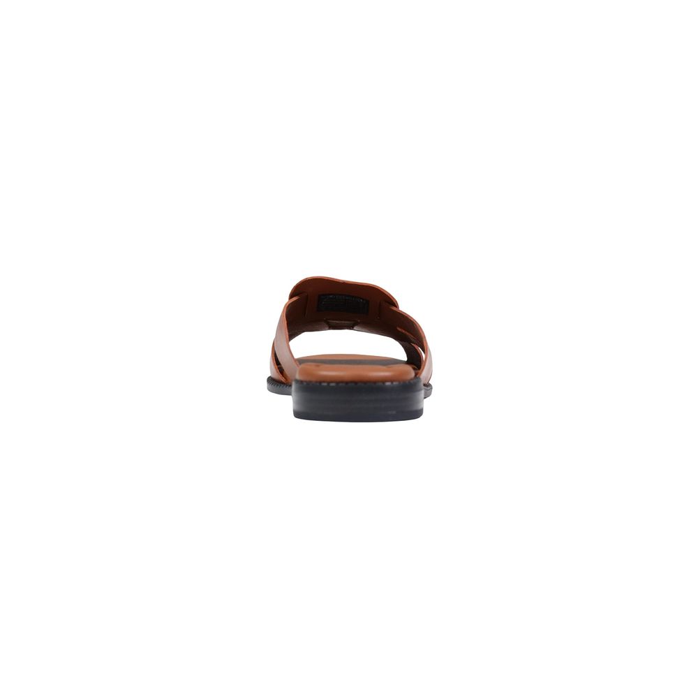 Brown Leather Flat Sandals