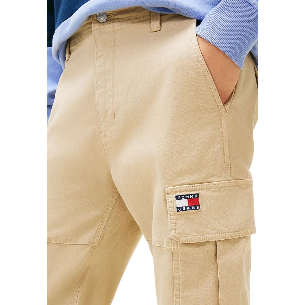 Beige Recycled Cotton Cargo Pants