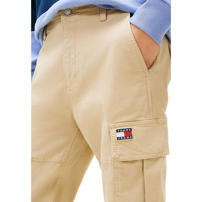 Beige Recycled Cotton Cargo Pants