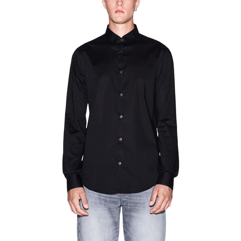 Black Cotton Dress Shirt