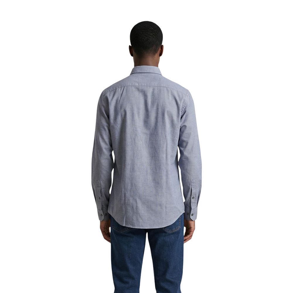 Blue Polyester Dress Shirt