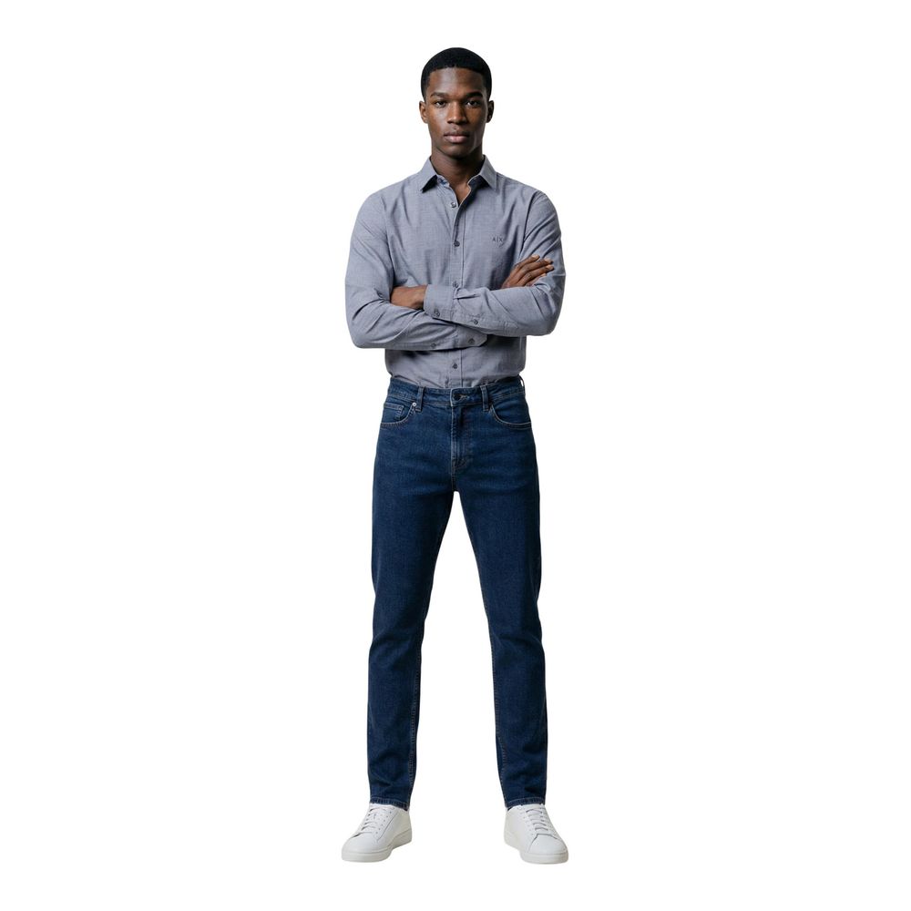 Blue Polyester Dress Shirt