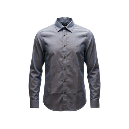 Blue Polyester Dress Shirt