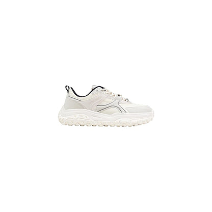 White Polyester Athletic Sneakers