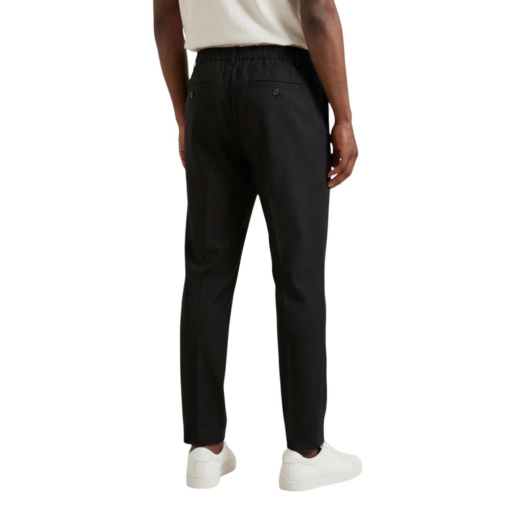 Black Cotton Casual Pants