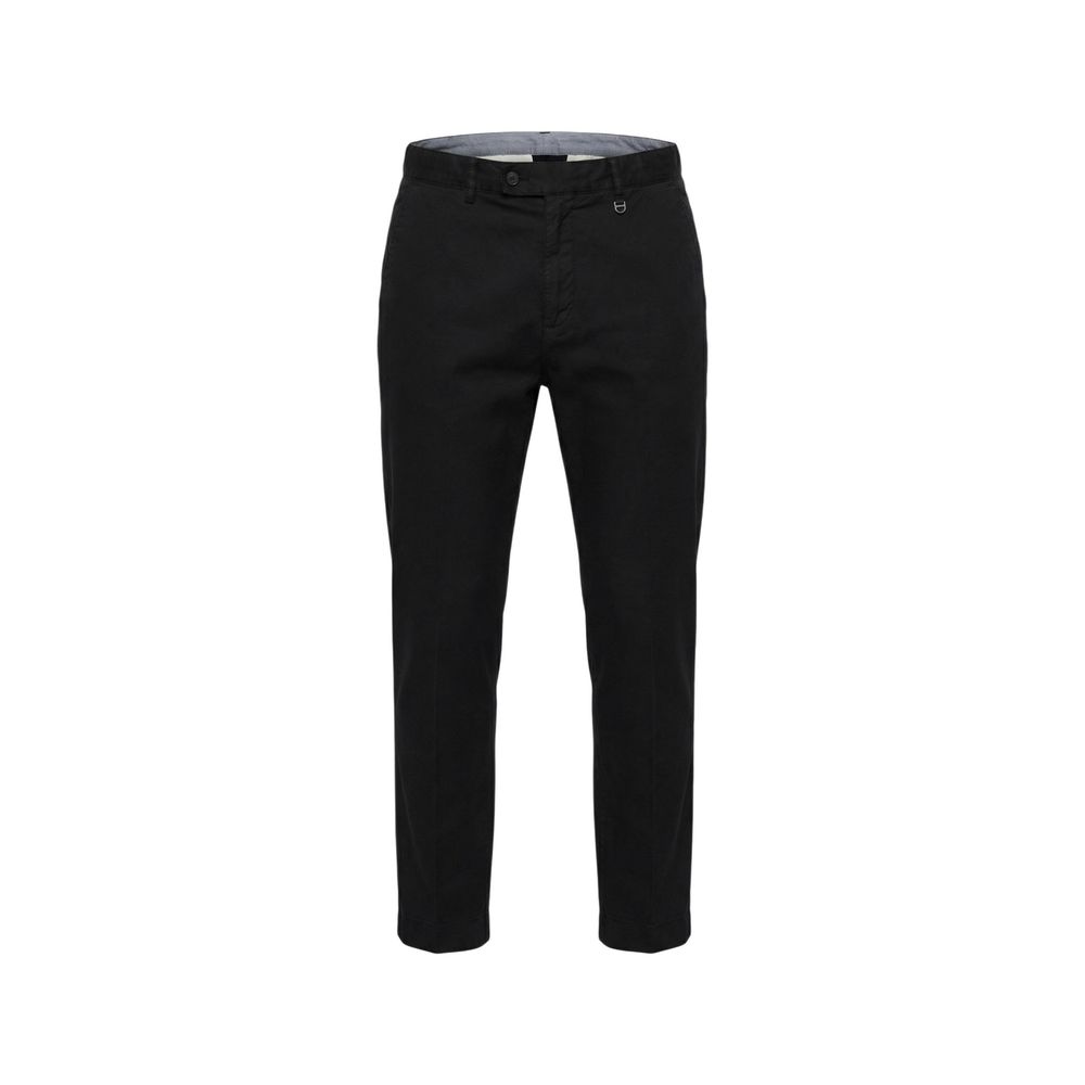 Black Cotton Casual Pants