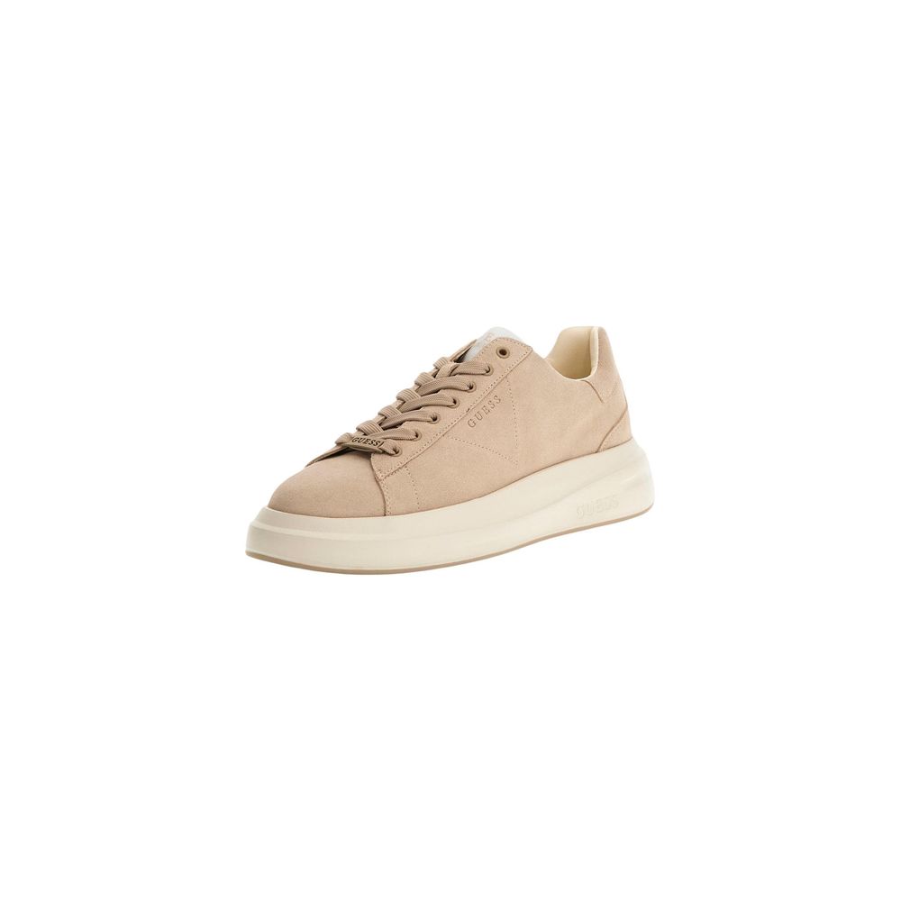 Beige Suede Leather Low Top Sneakers