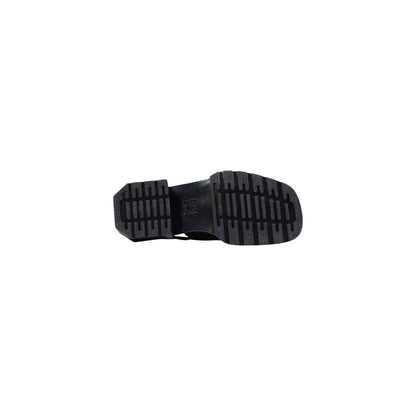 Black Leather Mules