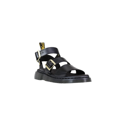 Black Leather Flat Sandals