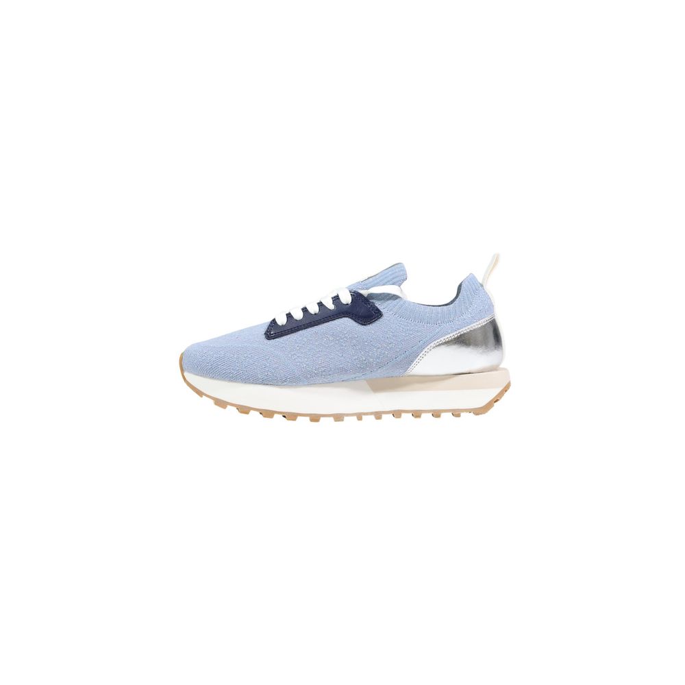 Blue Polyester Athletic Sneakers