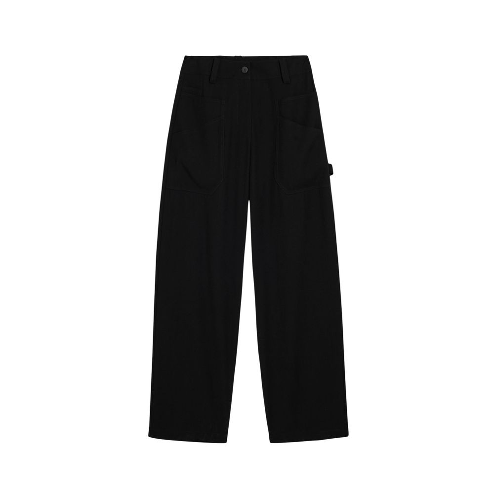 Black Viscose Casual Pants
