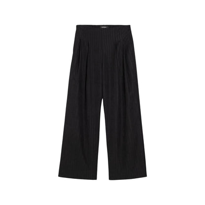 Black Polyester Casual Pants