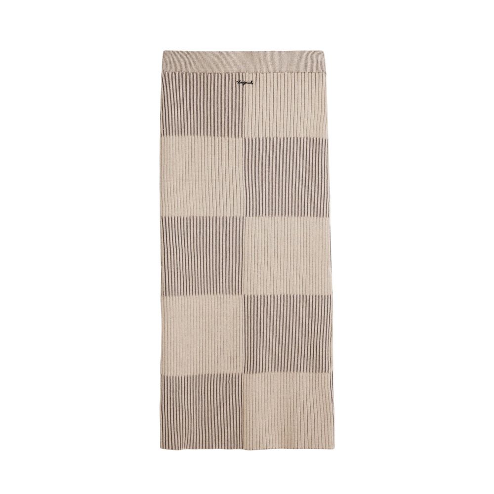 Beige Viscose Long Skirt