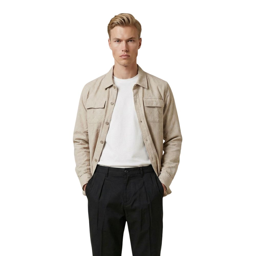 Beige Viscose Pattern Shirt