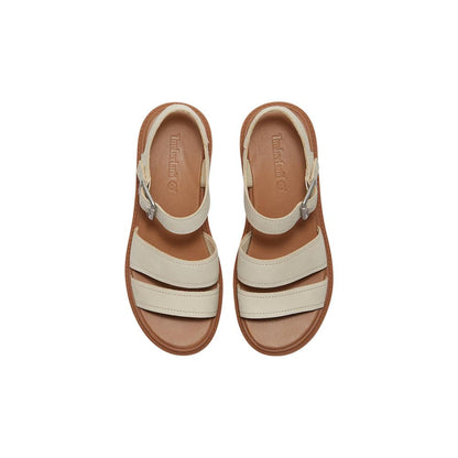 Beige Leather Platform Sandals