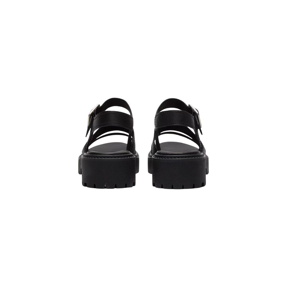 Black Leather Platform Sandals