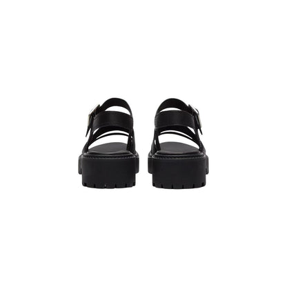 Black Leather Platform Sandals