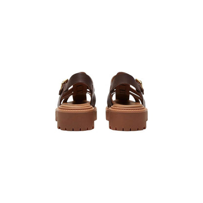 Brown Leather Flat Sandals