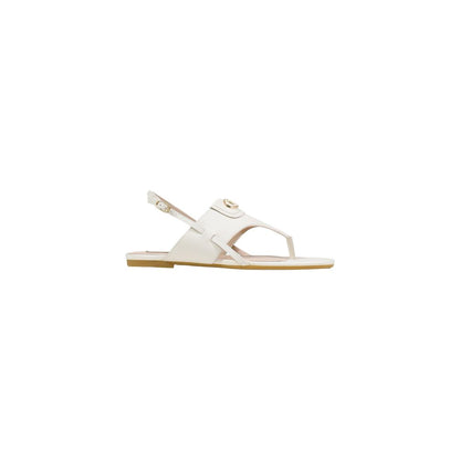 White Leather Flat Sandals