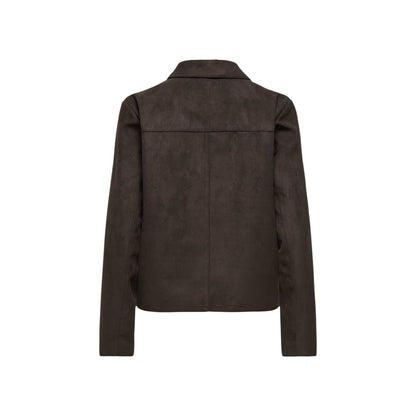 Brown Polyester Full-Length Jacket