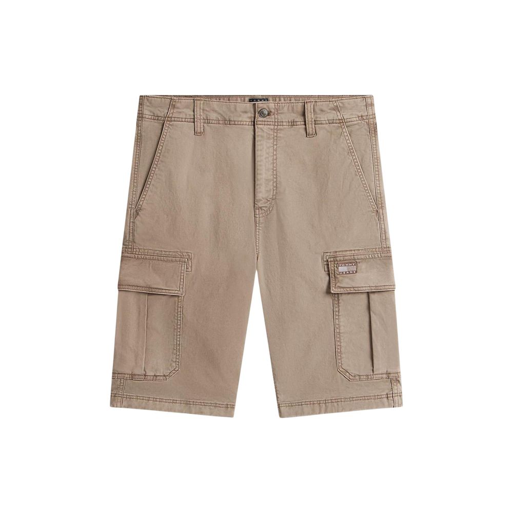 Beige Recycled Cotton Cargo Shorts
