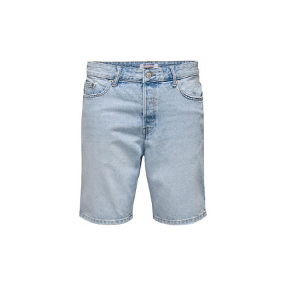 Light Blue Cotton Bermuda Shorts