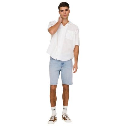 Light Blue Cotton Bermuda Shorts