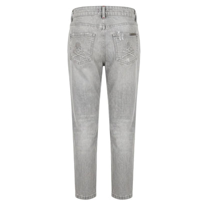 Grey Fabric Women Jeans