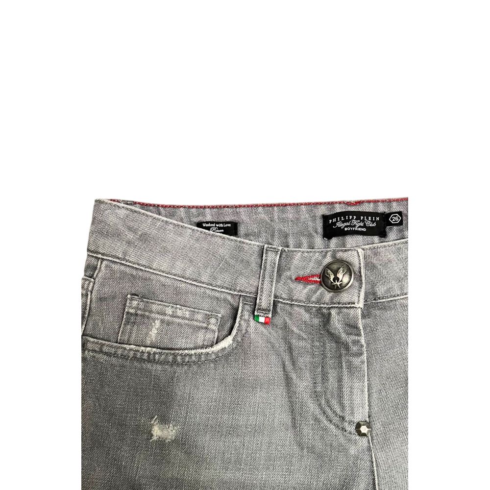 Grey Fabric Women Jeans