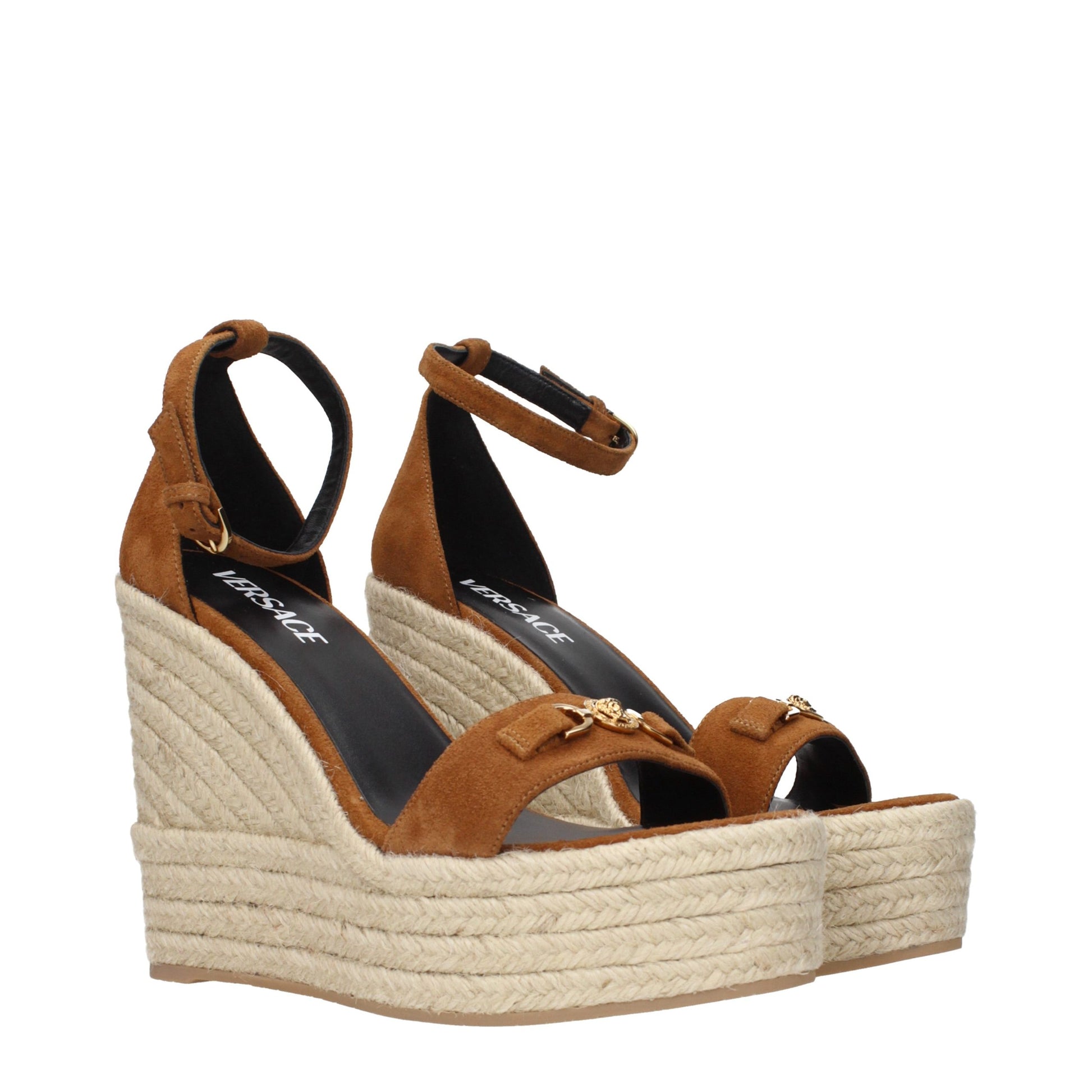 Brown Leather Wedge Sandals