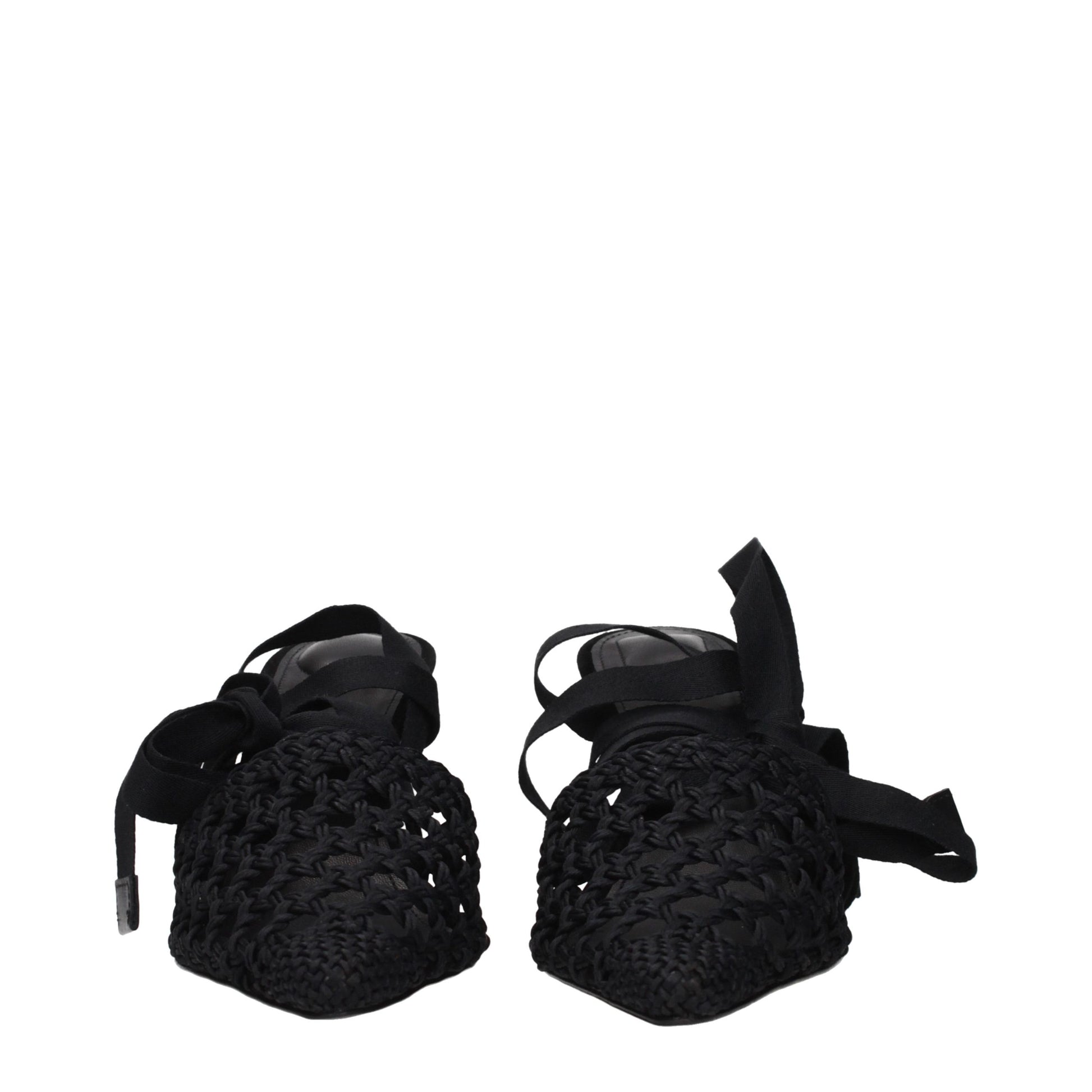 Black Fabric Strap-On Sandals