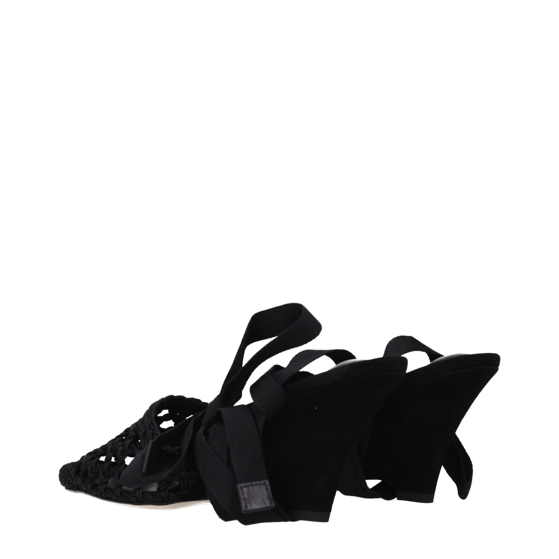 Black Fabric Strap-On Sandals