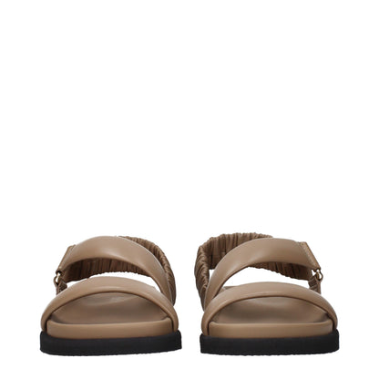 Brown Leather Flat Sandals
