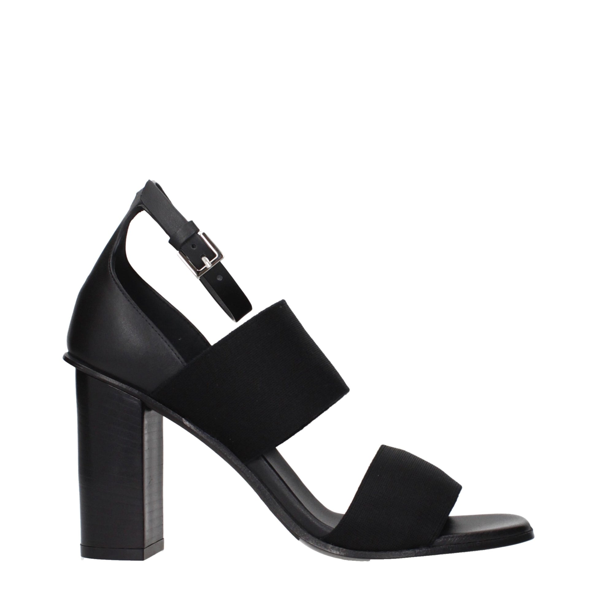 Black Fabric Platform Sandals