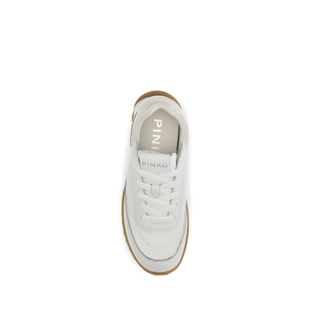 White Fabric Low Top Sneakers