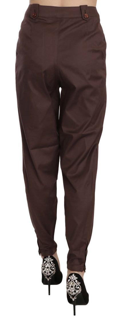 Brown High Waist Tapered Formal Trousers Pants